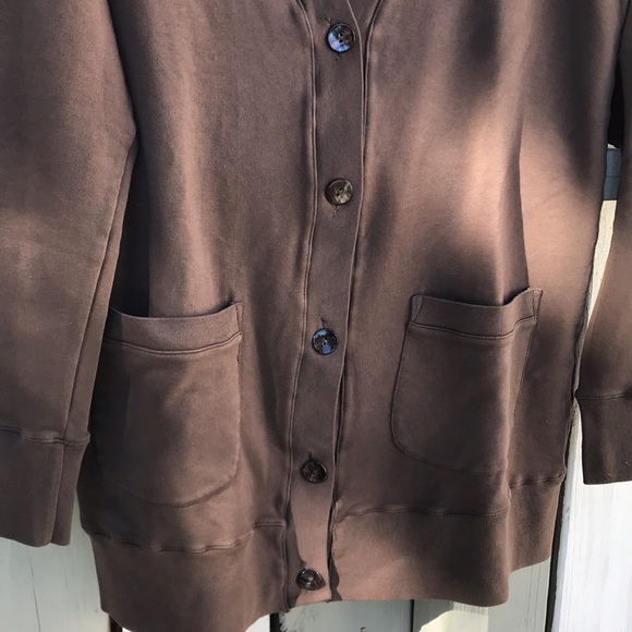 Allen Allen Vee Chocolate Brown Cardigan NWT - Picture 3 of 6